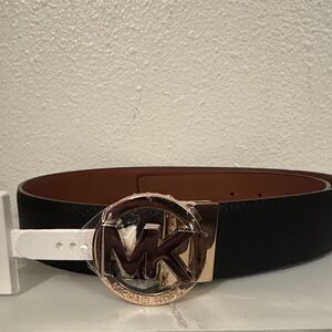 Michael Kors Black and White Belt with Gold Buckle